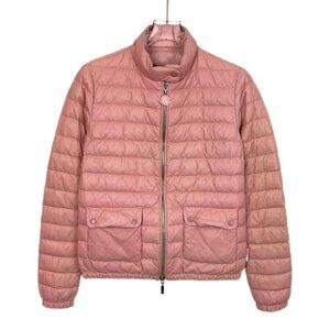 Moncler Delfi Pink Down Jacket XS 0 Zipper Closure Lightweight Quilted Design Wi